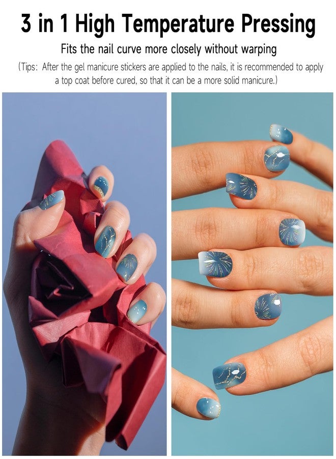 DUKASOU Semi Cured Gel Nail Strips, Stars Shine | 28 pcs Gel Nail Strips Work with Any UV Lamp, Salon Quality UV Nails Stickers, Easy to Apply for Home Nails DIY - Image 4